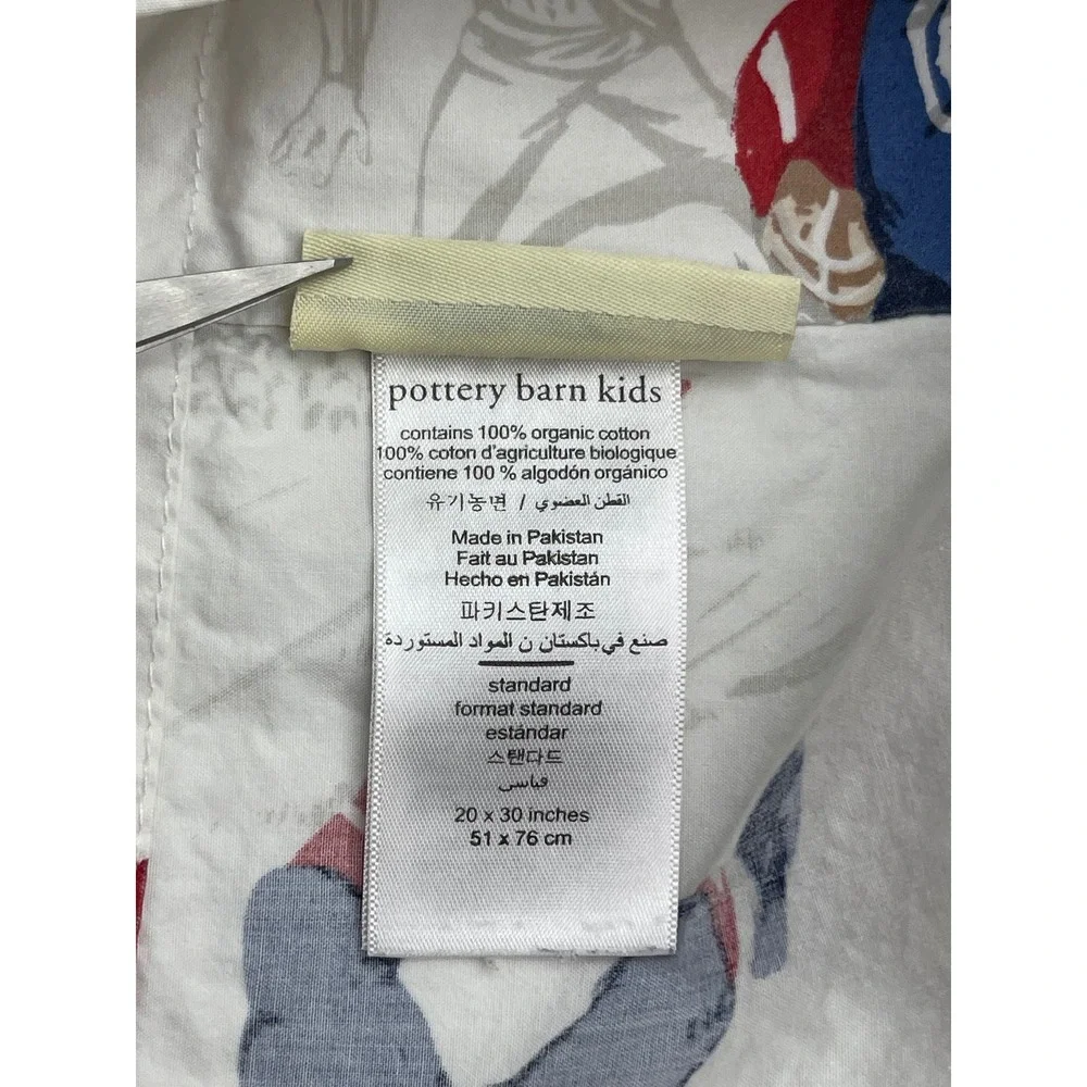 Pottery Barn Kids Full Sheet Set Organic Cotton Vintage Football Sports White